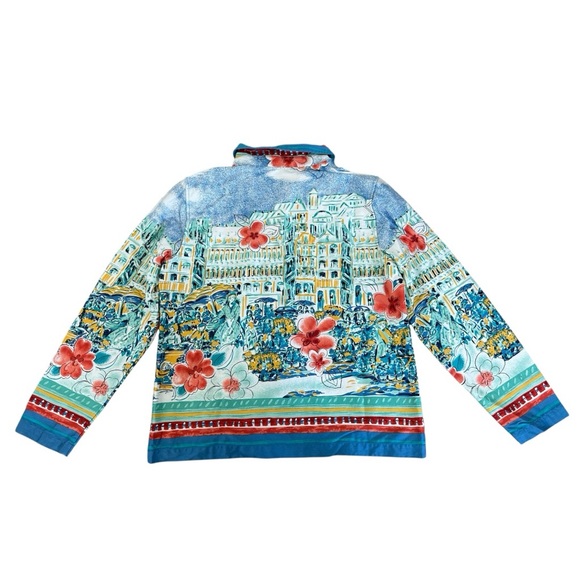 Italian Summer Amalfi Coast Print Artsy Overshirt Jacket Top M Coldwater Creek - Picture 10 of 12